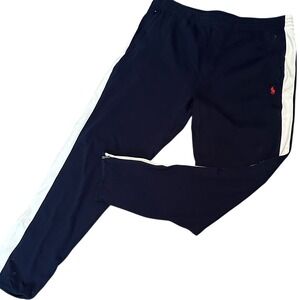 Polo Ralph Lauren Pants Men's XXL Navy Blue Interlock Track Pants Zip Ankle Logo